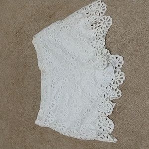 Flowery White Shorts